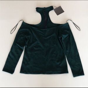 Shoulder to shoulder blouse with green collar, Zara, Small